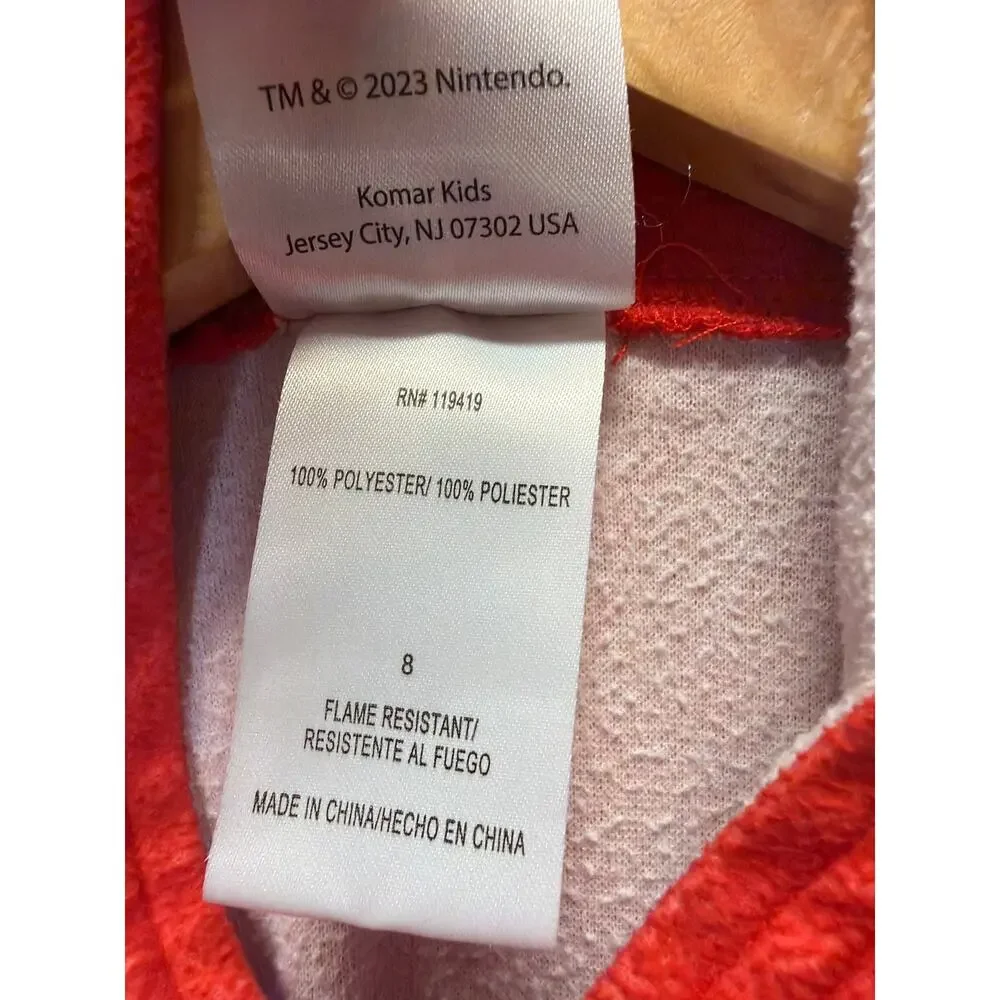 Nintendo Super Mario Boys Kids Pajamas Costume Union Suit Hooded‎ Size 8 M